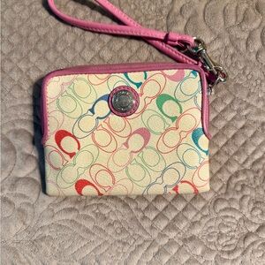 Coach Wristlet with Pink Accents- Like New